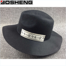 Schwarzer Wollmütze, Wide Flat Brim Floppy Hat